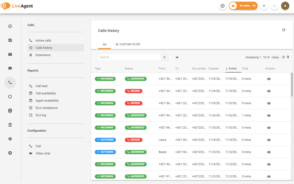 Puhelinkeskuksen hallinta - puhelun historia