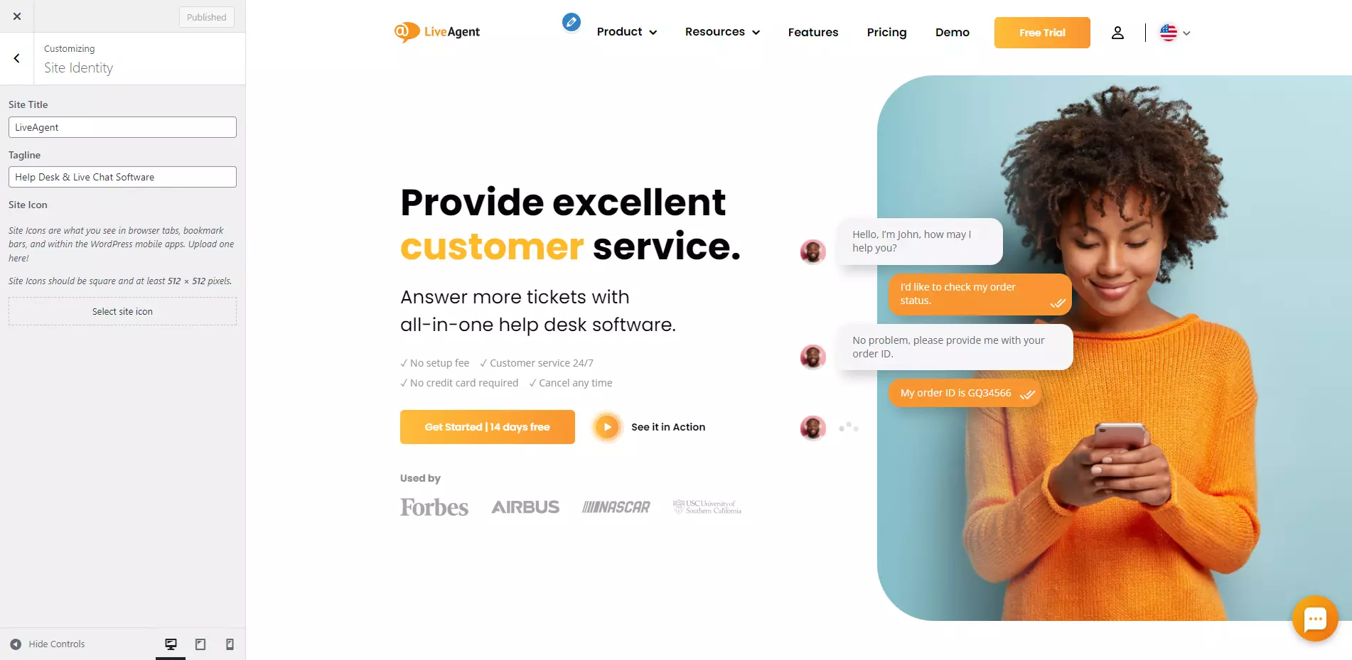 LiveAgent's favicon settings