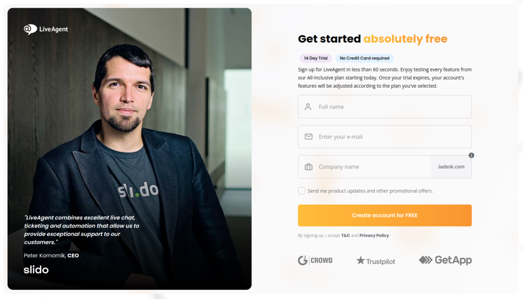 LiveAgent kokeilutili