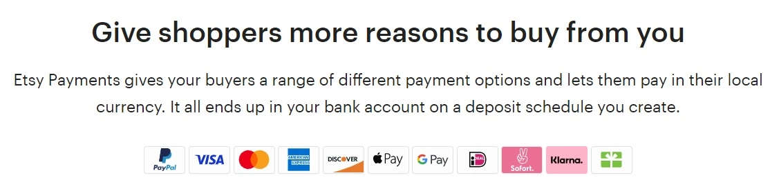 Etsy payment methods