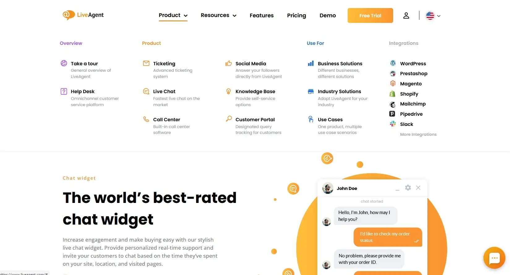 LiveAgent-tuote-välilehti