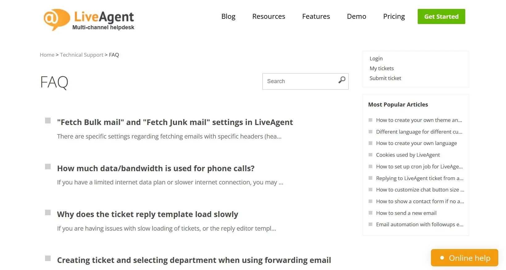 LiveAgent-usein kysytyt kysymykset -tuki