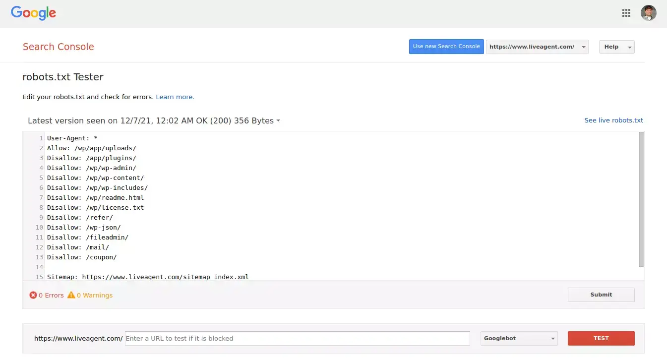 robots.txt-testaustyökalu
