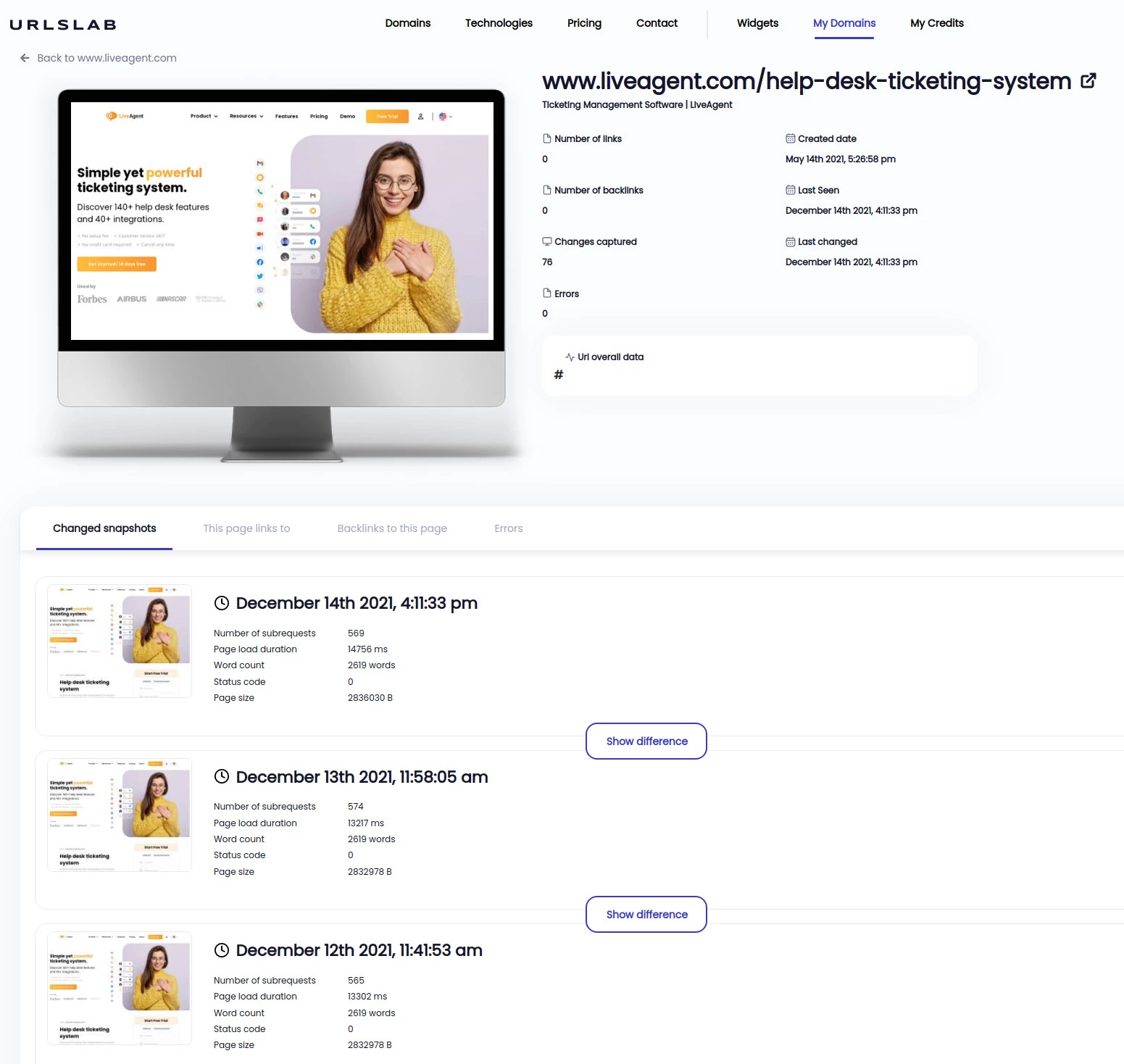 Hanki kuvakaappaus jokaisesta verkkosivustosi sivusta päivittäin