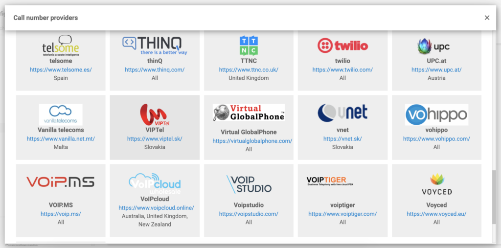 LiveAgent VOIP -palveluntarjoajien integraatiot