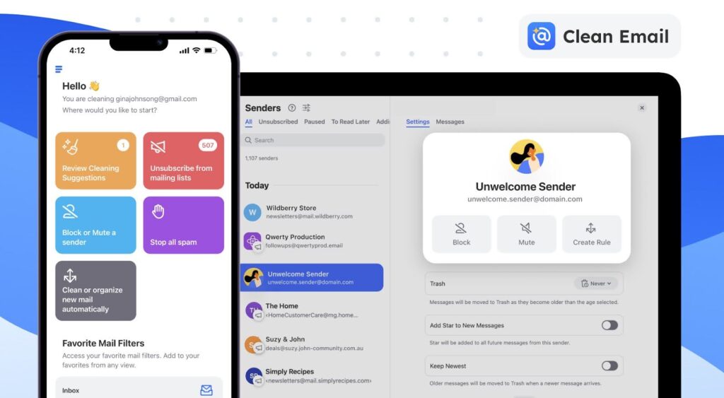 Clean Emailin kotisivu