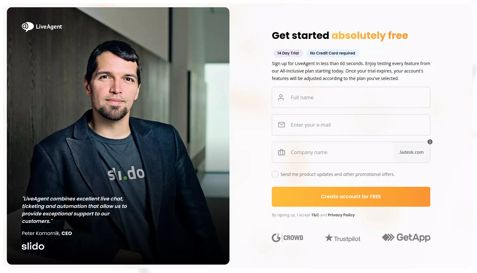 LiveAgent kokeilutili