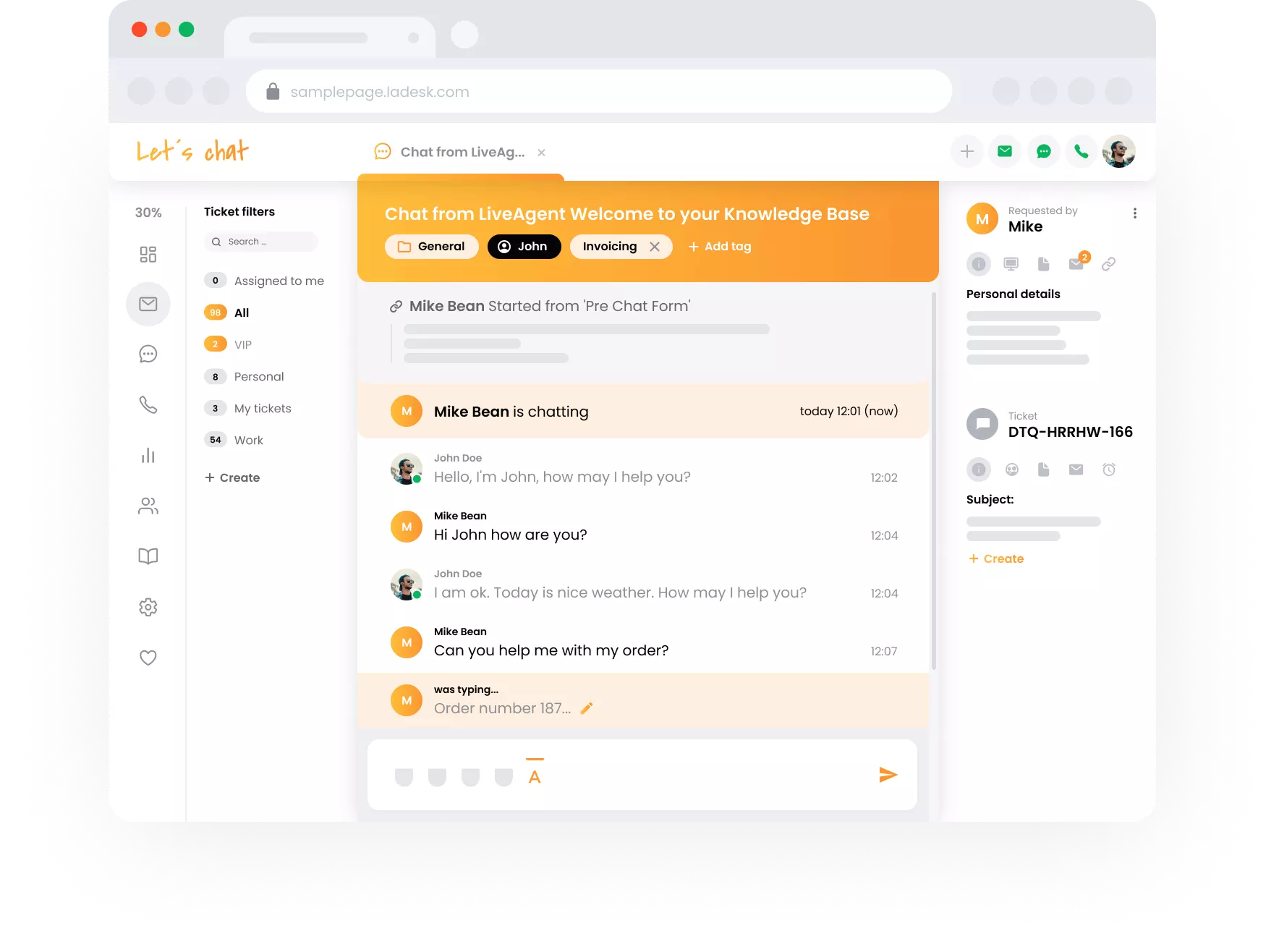 LiveAgent reaaliaikainen kirjoituksen esikatselu