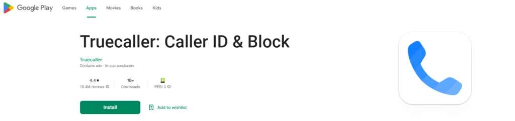 Truecaller: Caller ID & Block Google Play -sivusto
