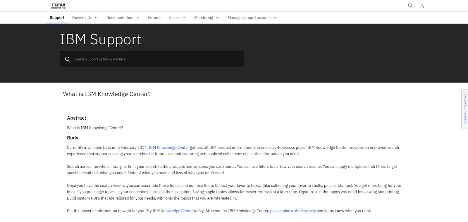 IBM:n tietokantasivu
