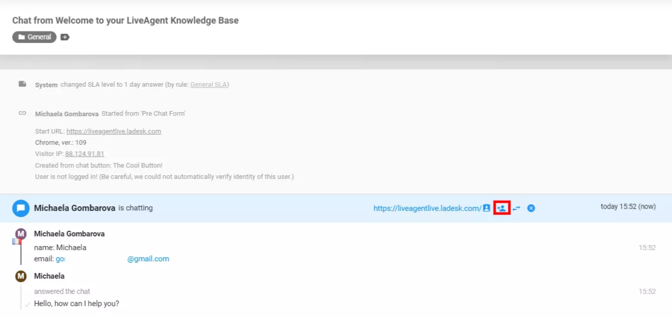 LiveAgent - kutsu työtoveri chattiin