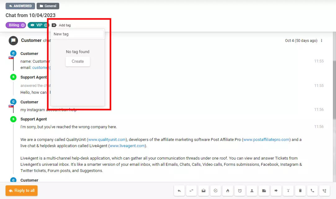 Kuva näyttää, kuinka luoda uusi tunnisteita suoraan lipun sisällä