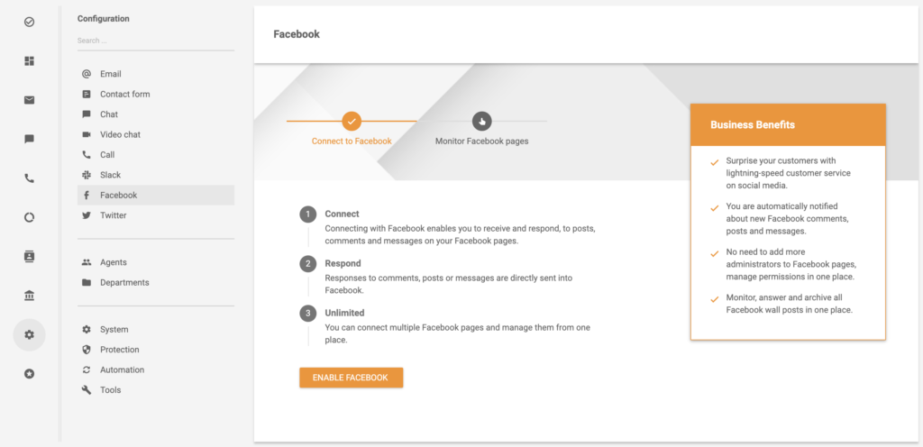 LiveAgent facebook-integraatio
