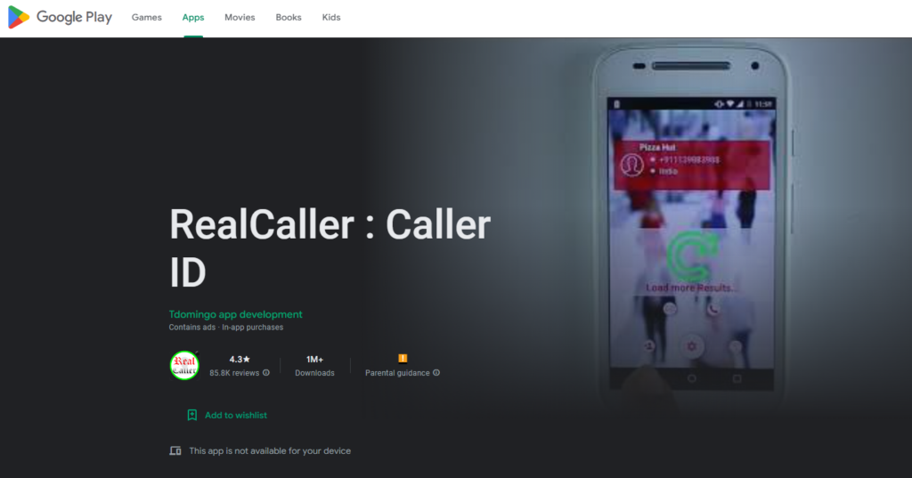 RealCaller: Caller ID Google Play -sivusto