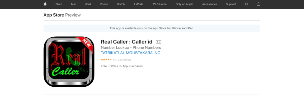 Real Caller: Caller id App Store -sivusto