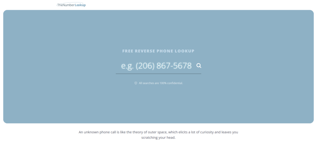 TheNumberLookup kotisivu