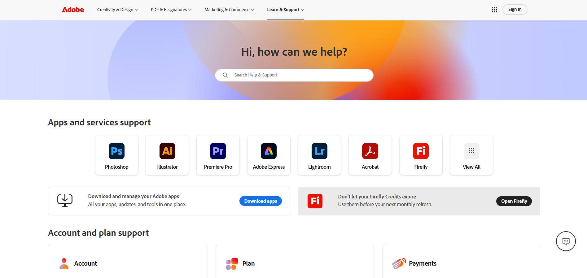Adobe Help Desk -yhteystiedot