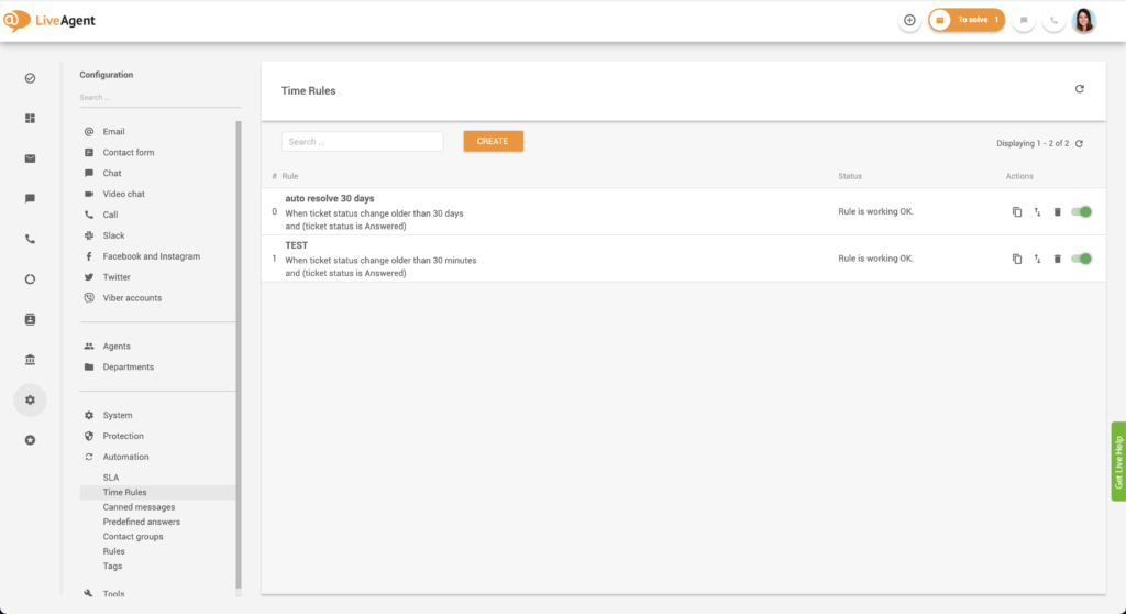 Aktiivisten aikapohjaisista säännöistä esimerkki