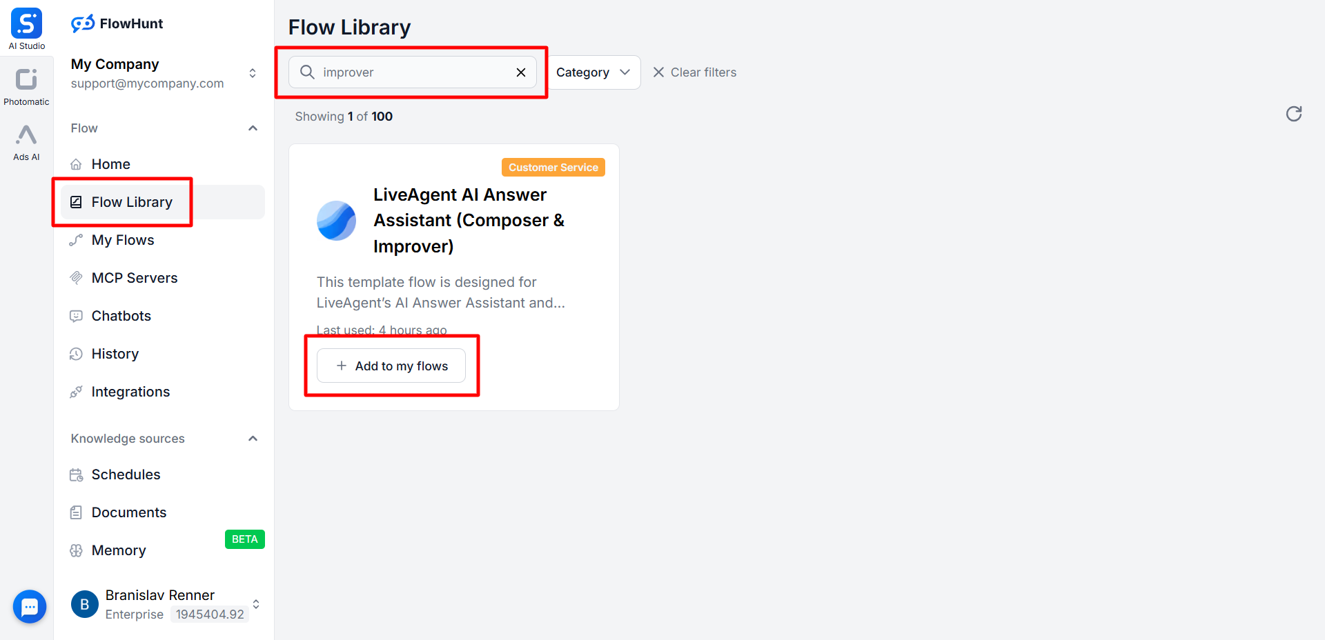 AI Answer Improver vs FlowHunt palveluntarjoajana integraatio