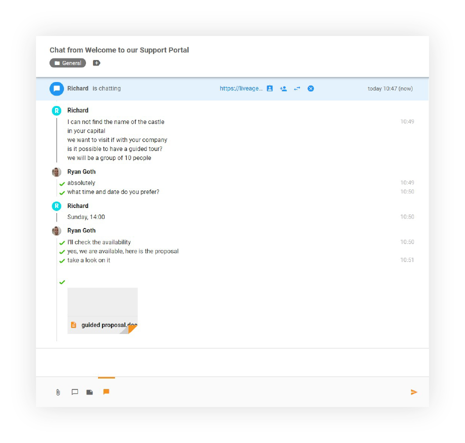Attachments in live chat