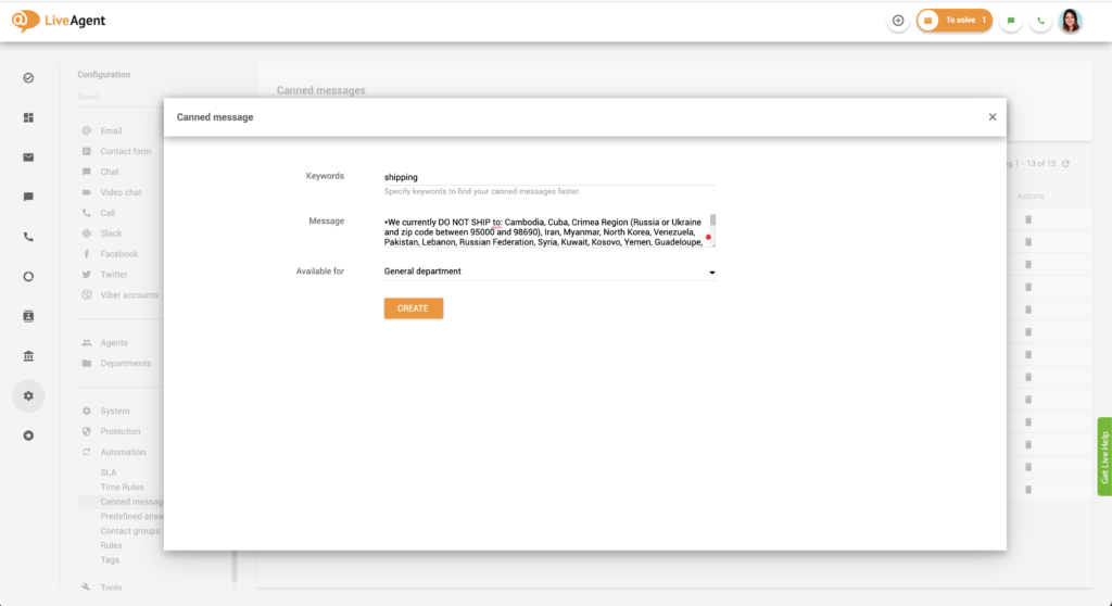 Valmiiden viestien luomislomake