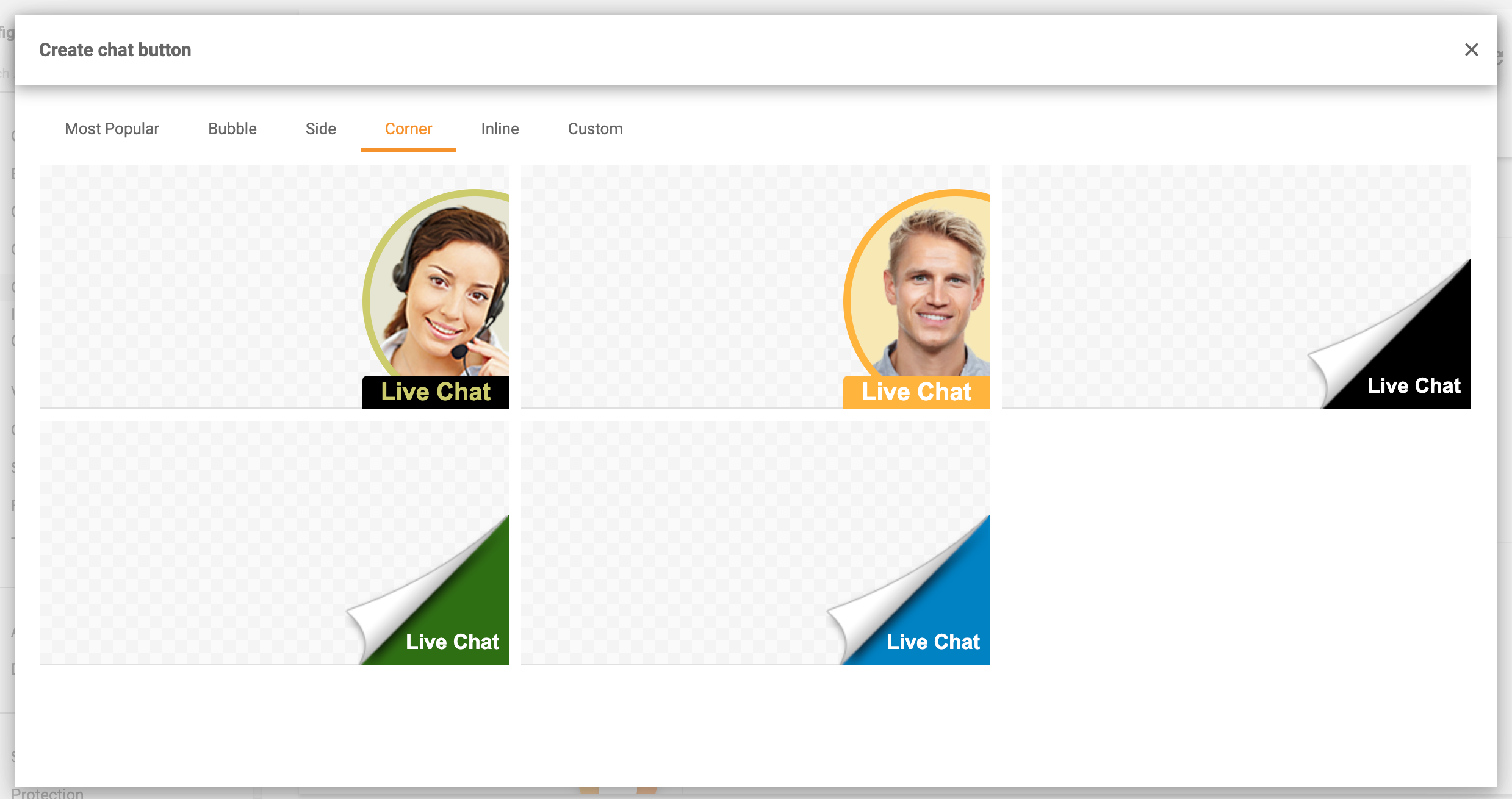 Kulman chat-painikkeet