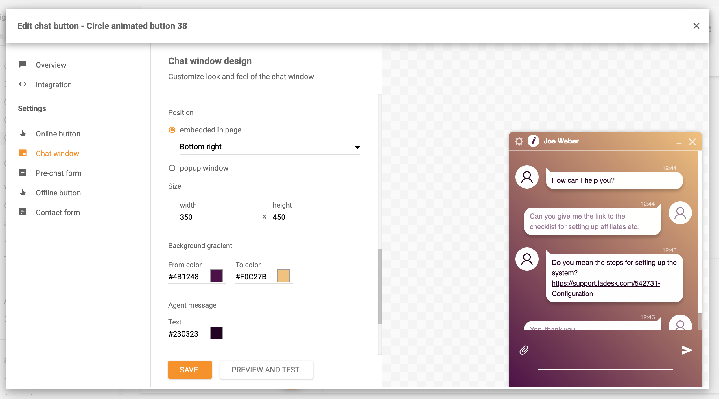 Chat-ikkunan kiinnitysominaisuus