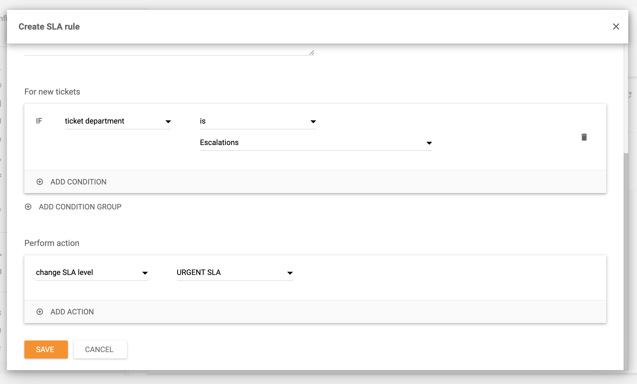 SLA-säännön luominen LiveAgentissa