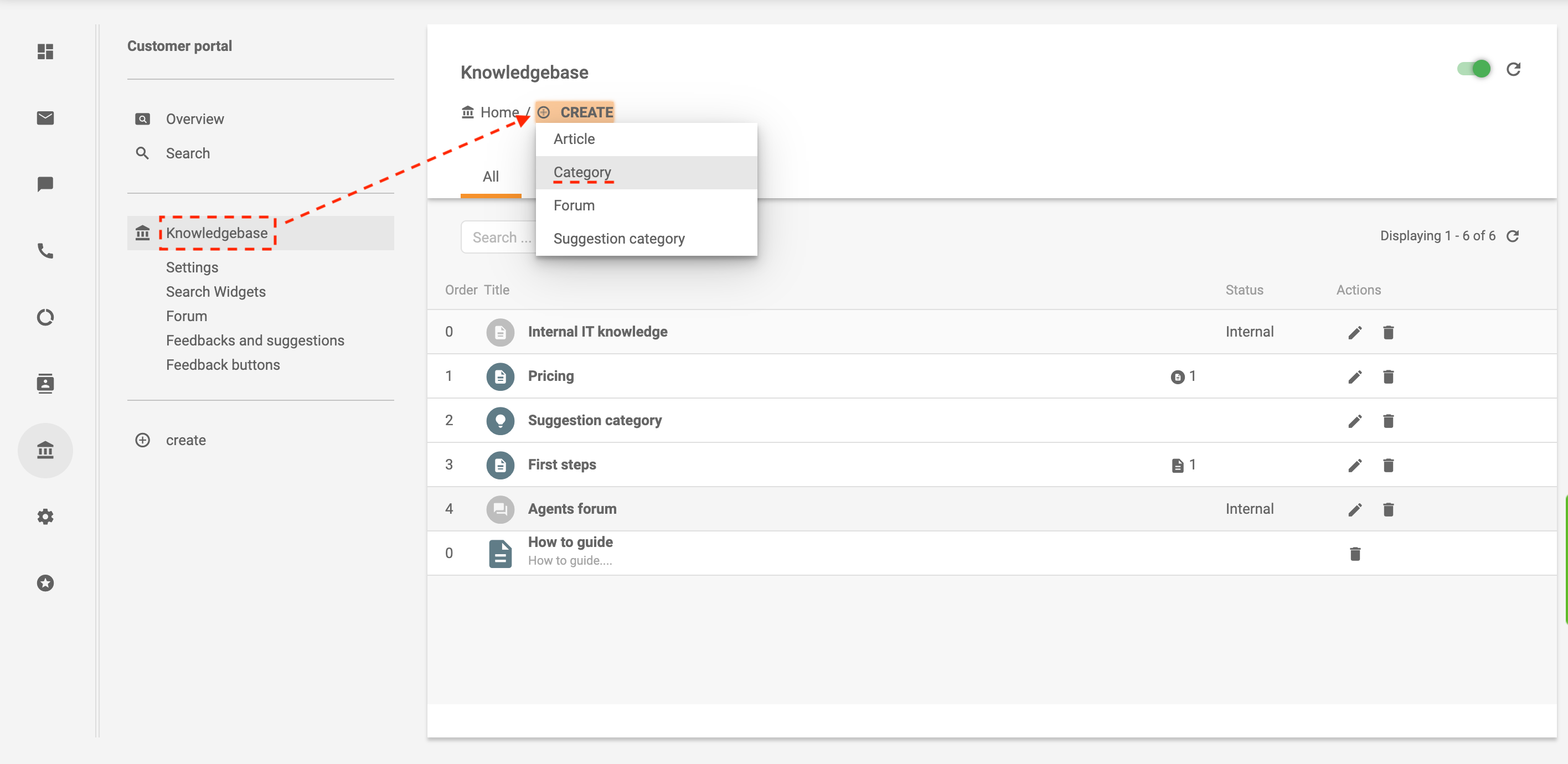 Kategorian luominen LiveAgentissa