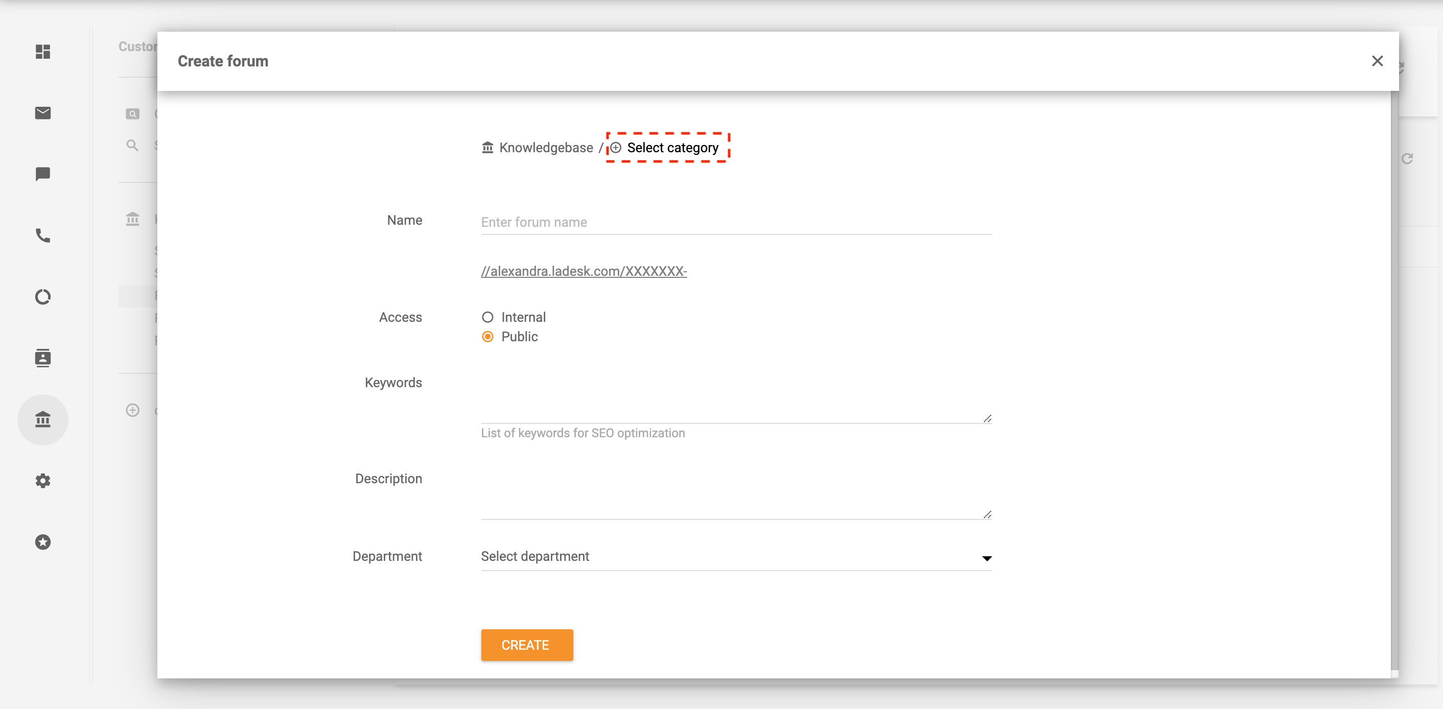 Valitse kategoria asiakkaiden foorumille - LiveAgent