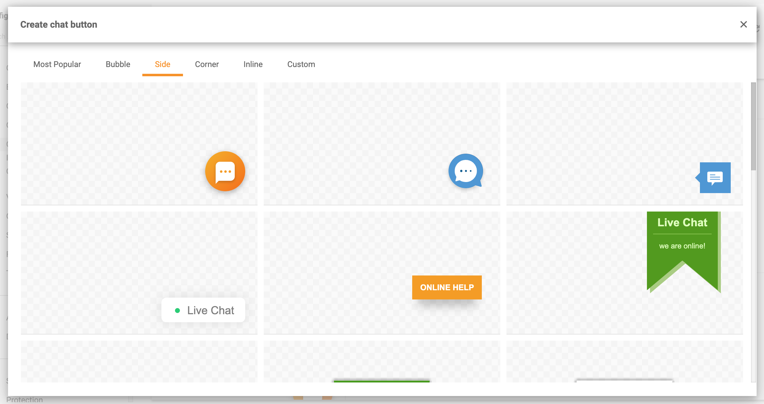 Sivun chat-painikkeet