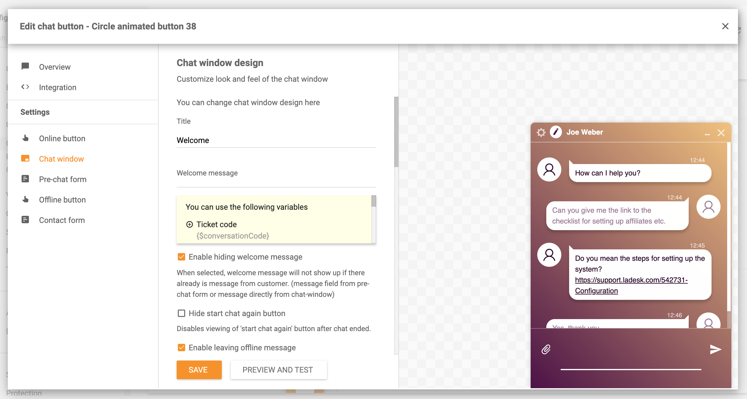 Suunnittele reaaliaikainen chat LiveAgentissa