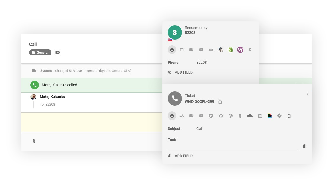 Sisäisen puhelun käyttöliittymä LiveAgentissa