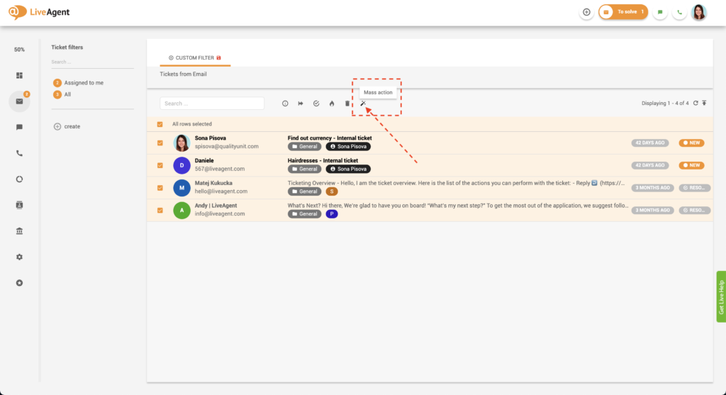 Joukkomuokkaus-painike