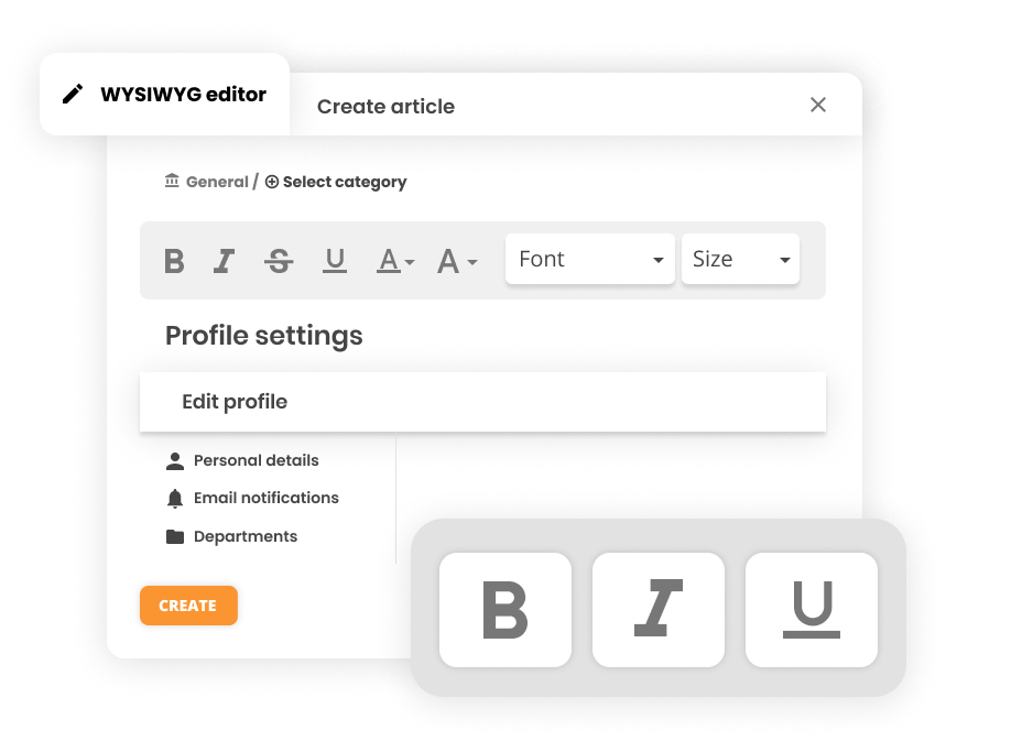 WYSIWYG-editori mockup