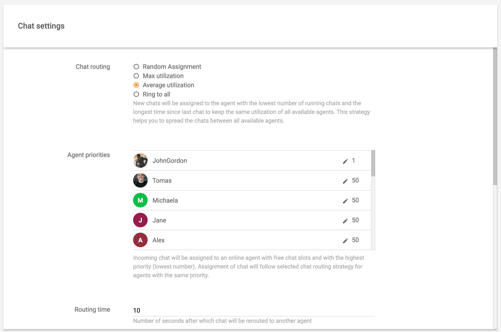 Reaaliaikaisen chatin asetukset reititys LiveAgent