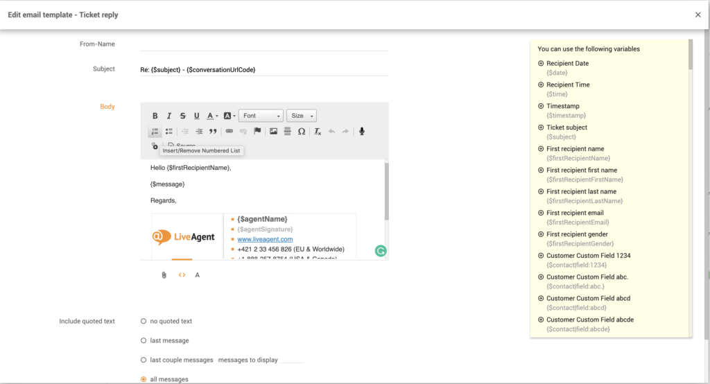 Sähköpostimallineen mukauttaminen