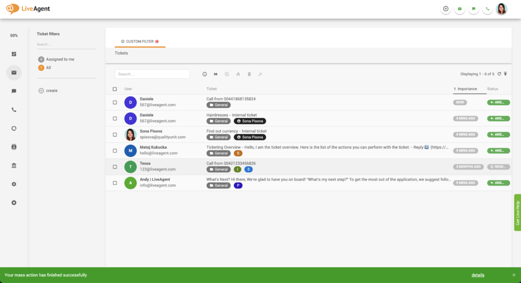 Onnistuneen joukkomuokkauksen ilmoitus