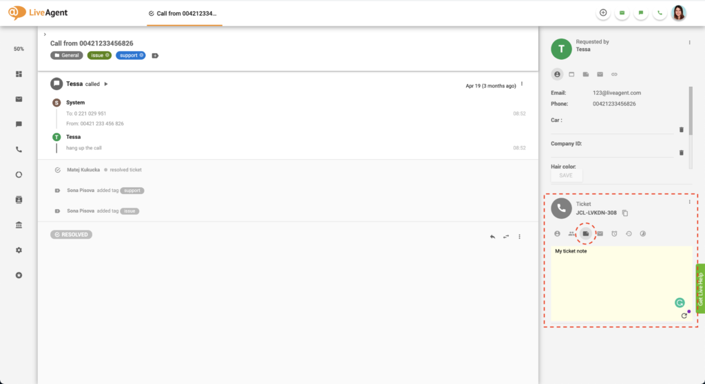 Lipun kenttä help desk -muistiinpano