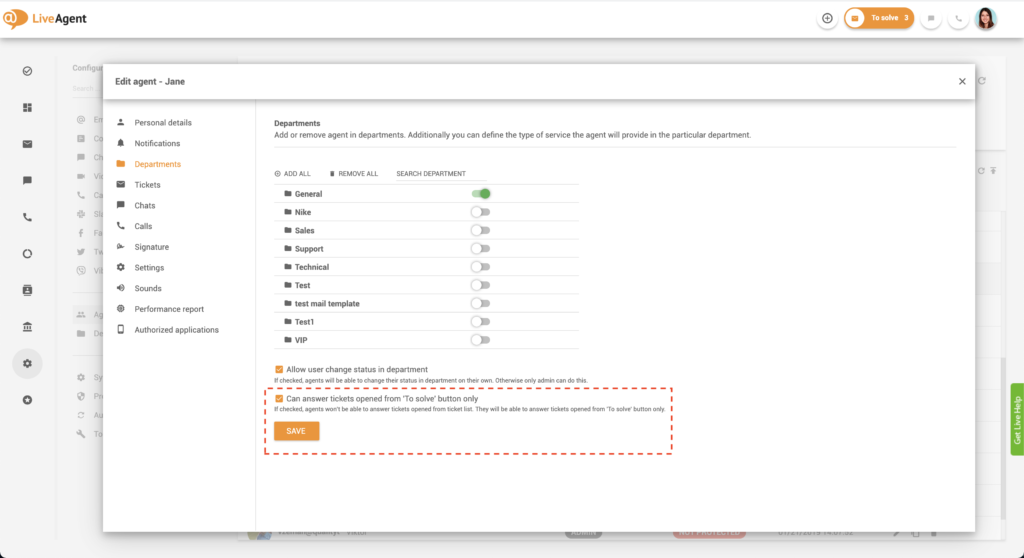 Vain Ratkaise-asetukset