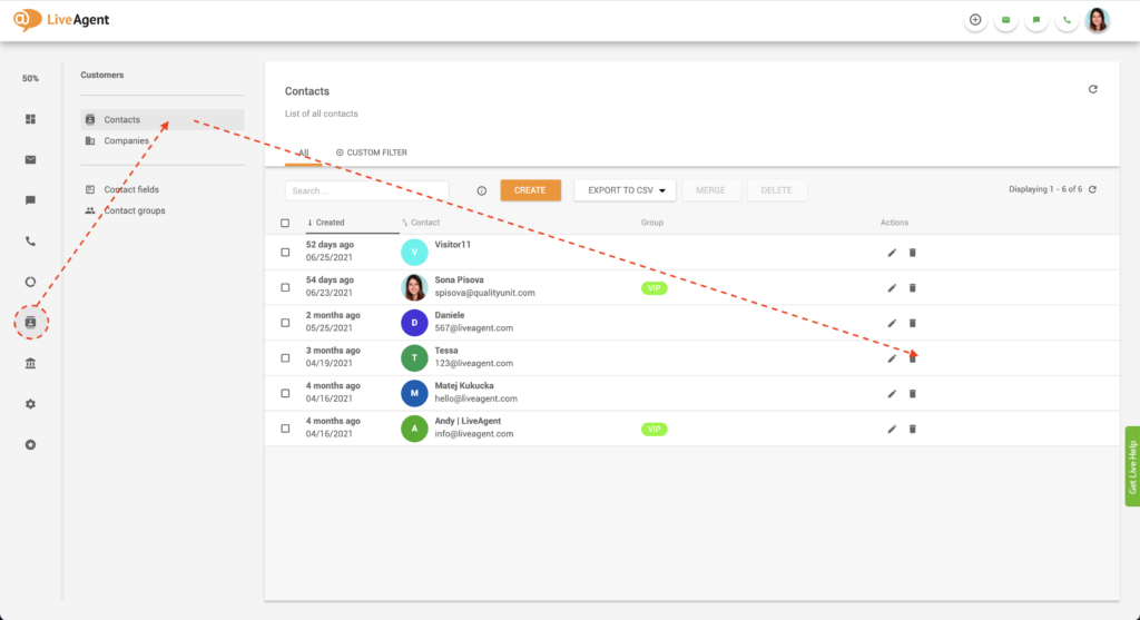 Muokkaa yhteystiedon muistiinpanoa LiveAgentissa