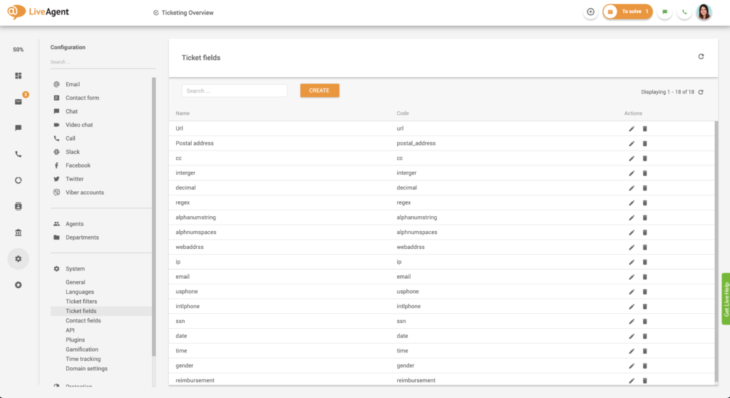 Tikettikenttien ominaisuudet