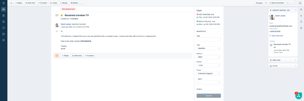 Freshdeskiin lipputusympäristö