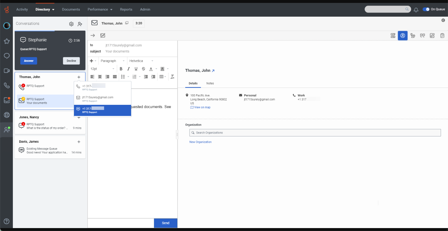 Genesys Cloud user interface