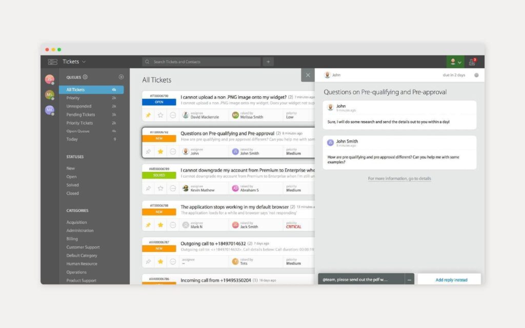Kuvakaappaus HappyFox-tietokanta-työkalusta käytössä