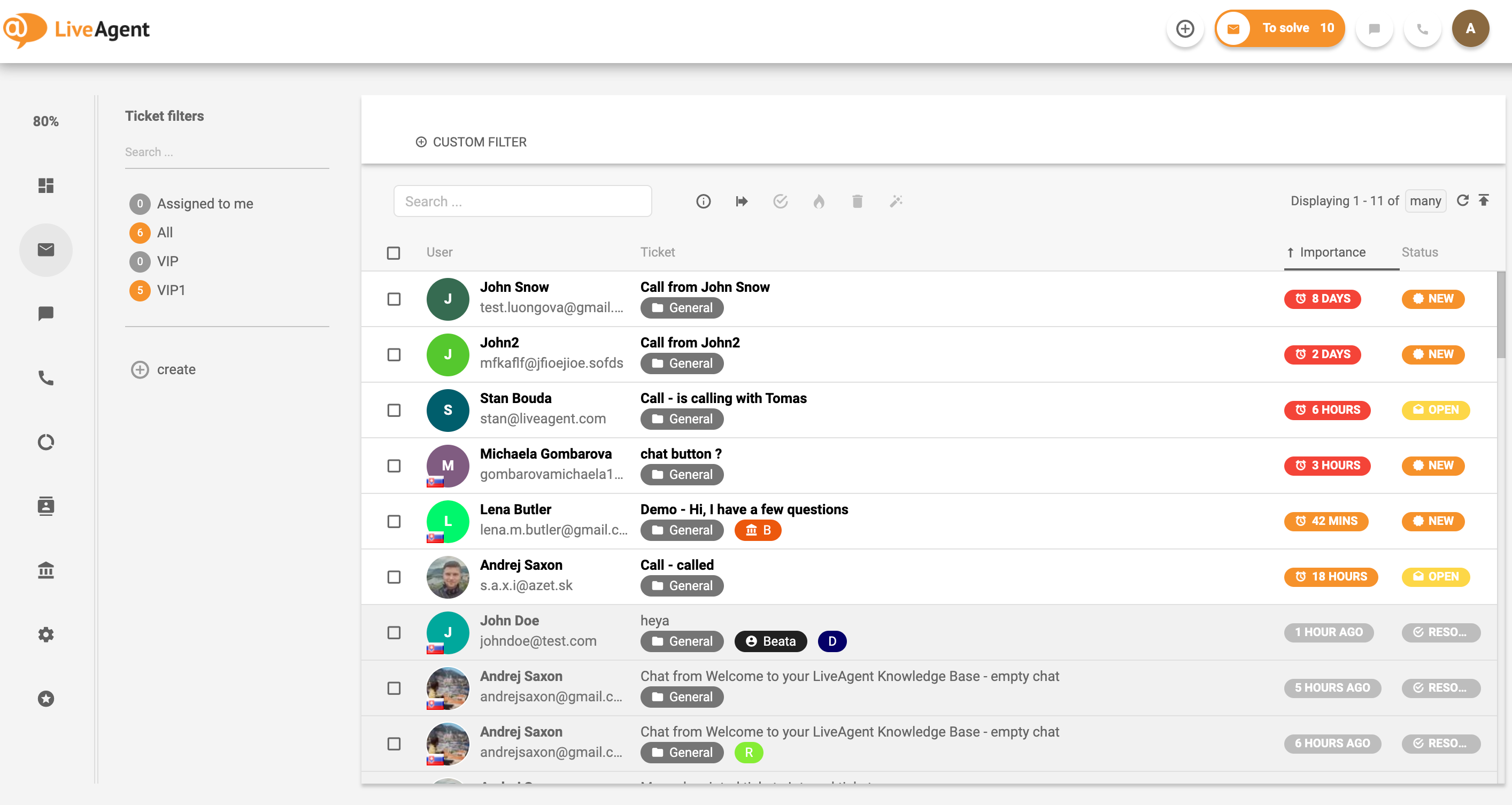 LiveAgentin Universal inbox -yleiskatsaus