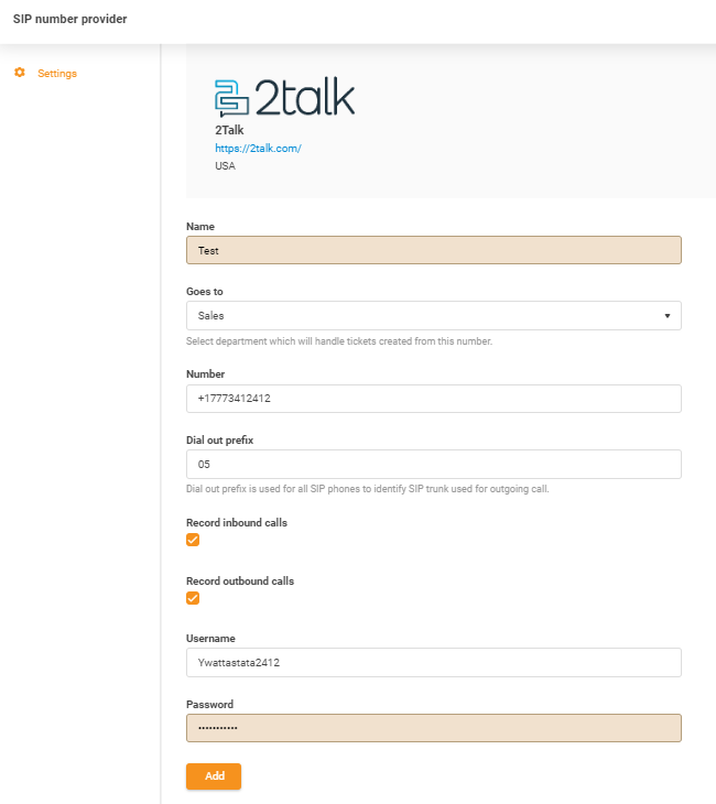 2talkin tunnistetiedot