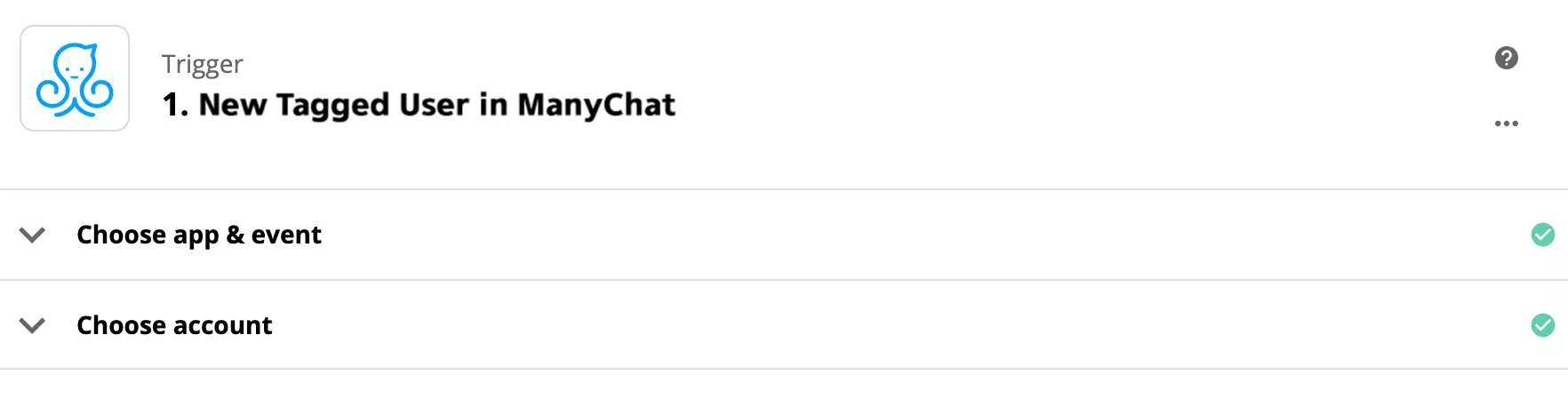 ManyChat-laukaisimen asetukset Zapierissa