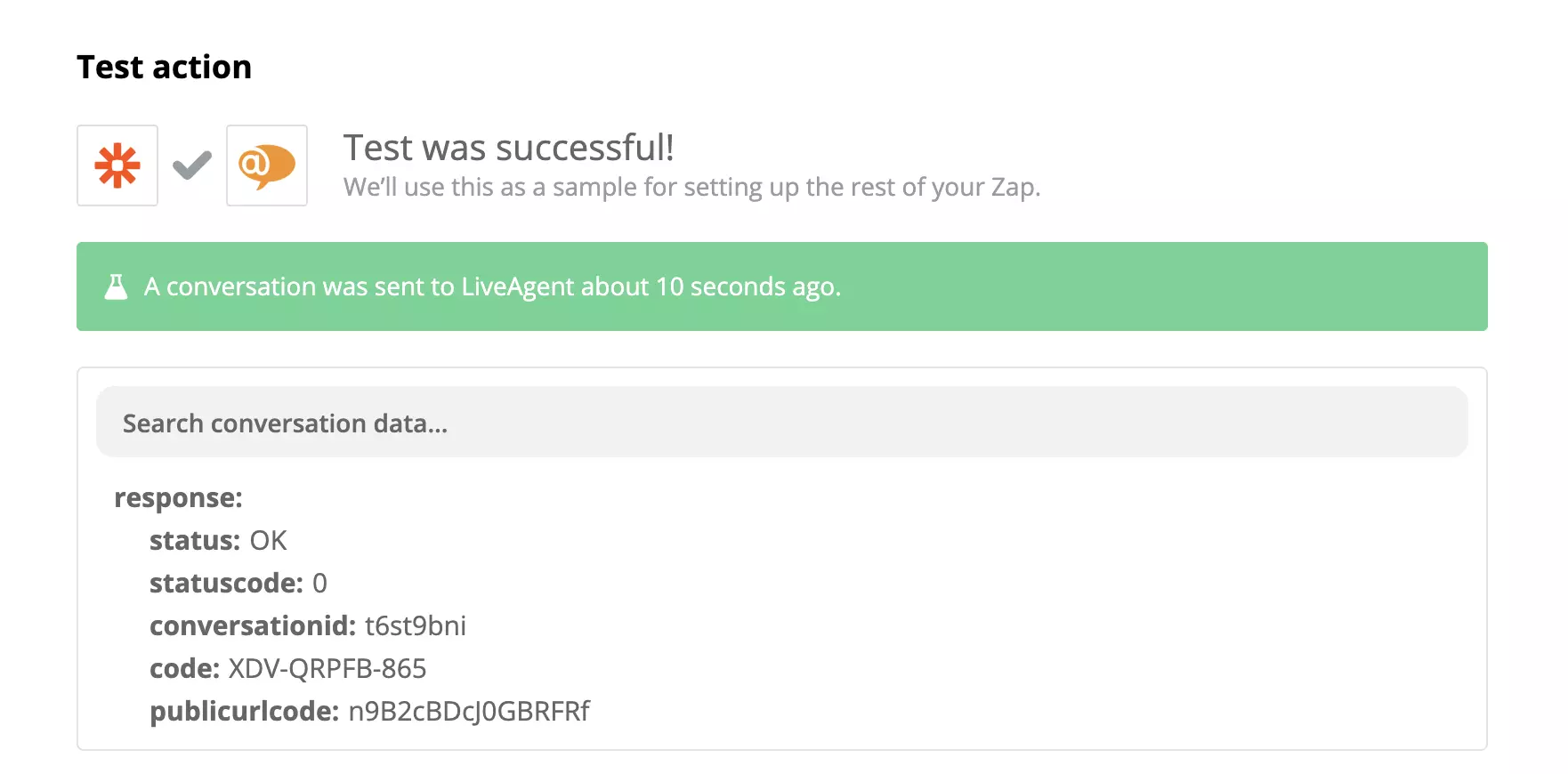 Onnistunut Stripe- ja LiveAgent-integraation testi