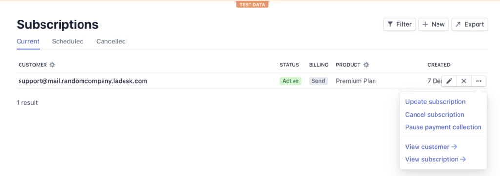 Missä tilauksen voi perua Stripessä